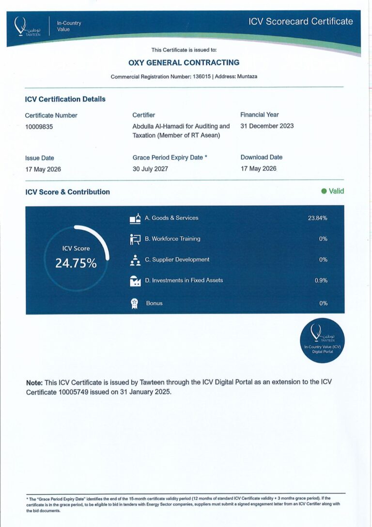OXY - ICV CERTIFICATE